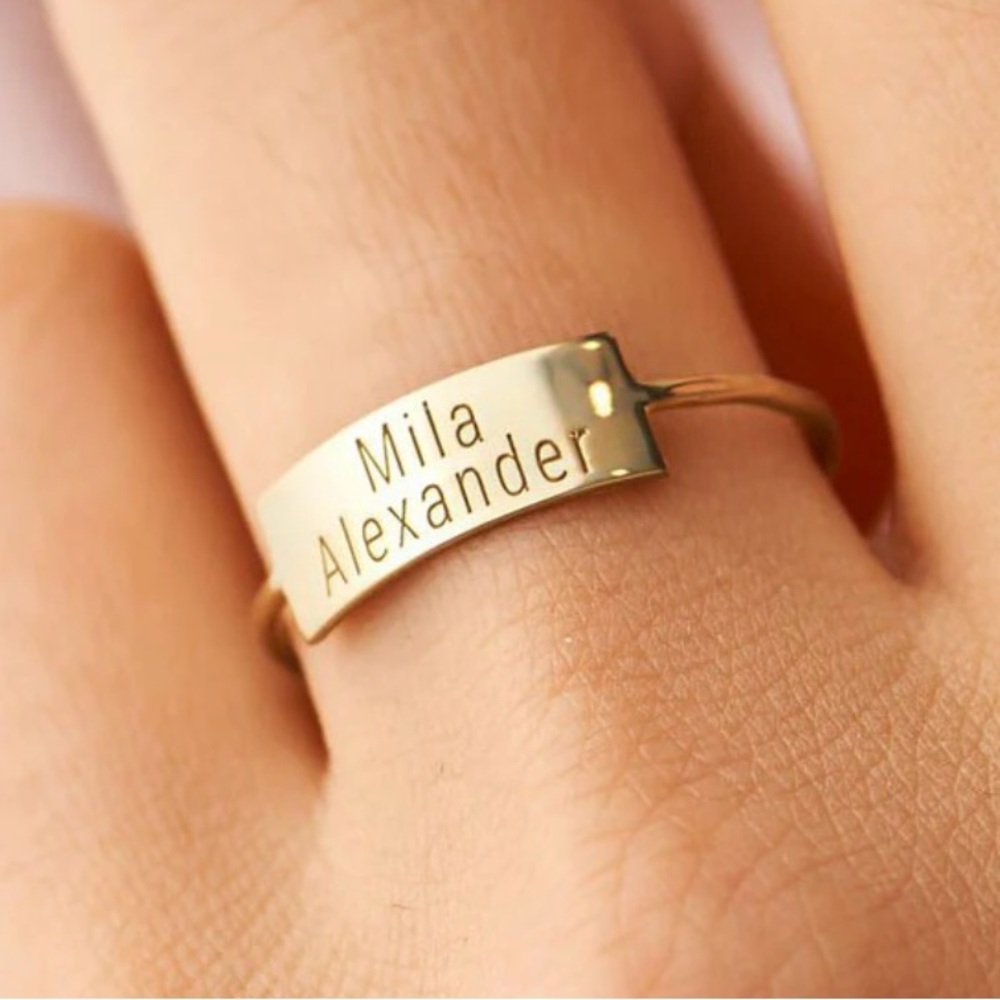 18K GOLD PLATED BAR RING